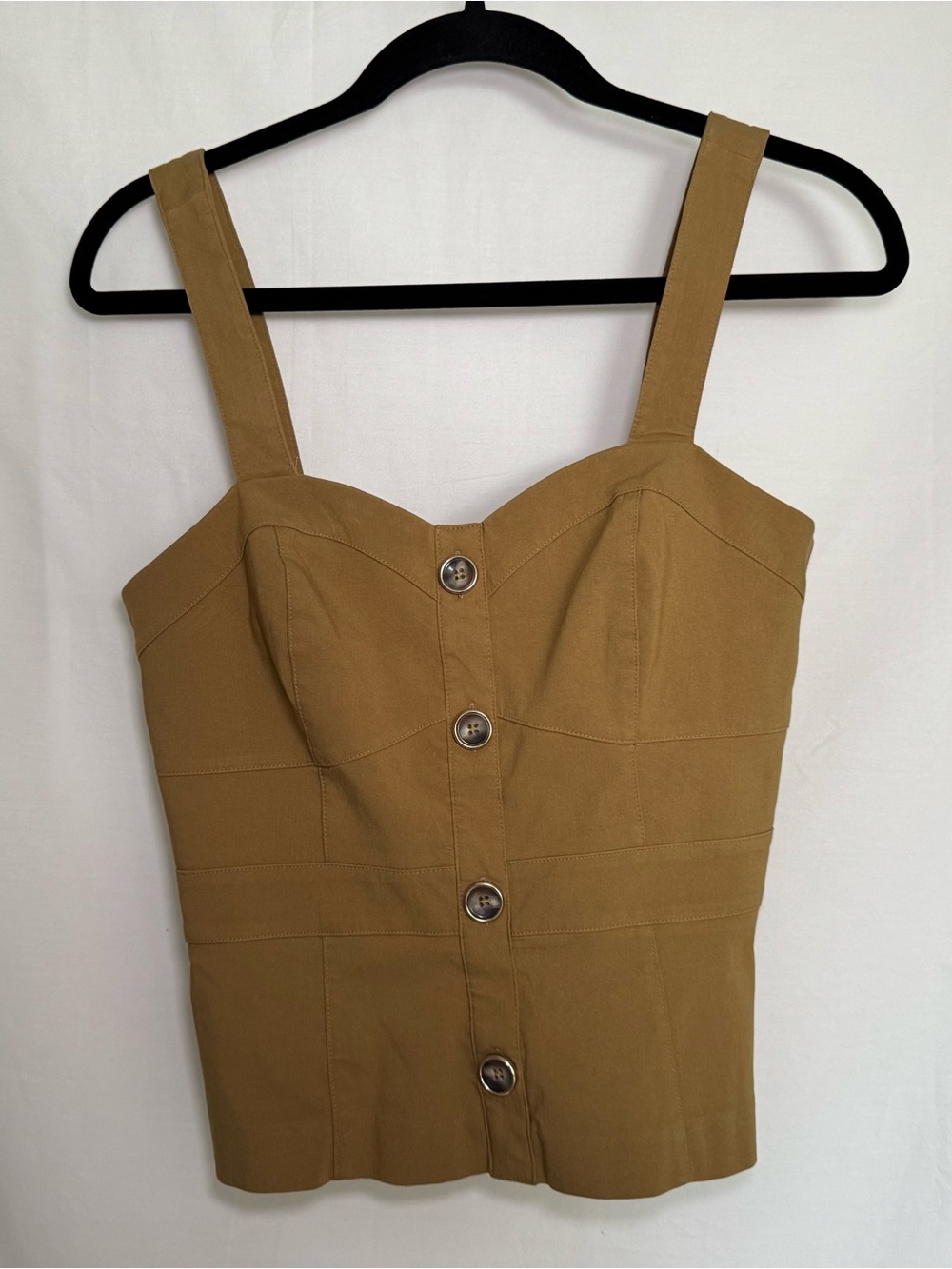 WHBM Button Front Corset Bustier Top Tan Camel Size 2 (minor flaw)